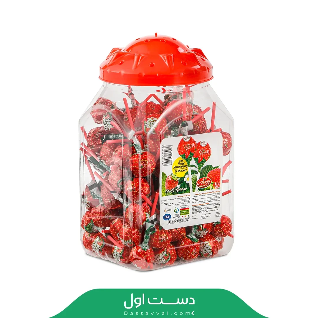 آبنبات چوبی توت فرنگی آدامسی آرسوی