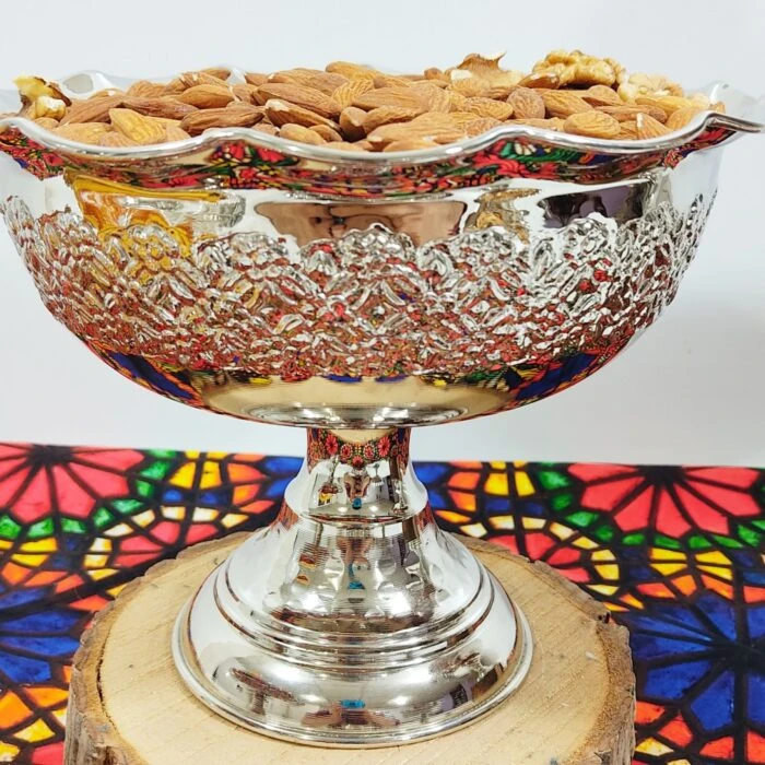 آجیل خوری مسی کروم قطر 20 سانت ارسال رایگان