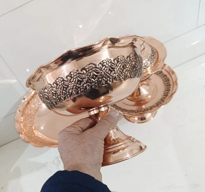 آجیل خوری مسی گل برجسته زیبا نانوارسال رایگان