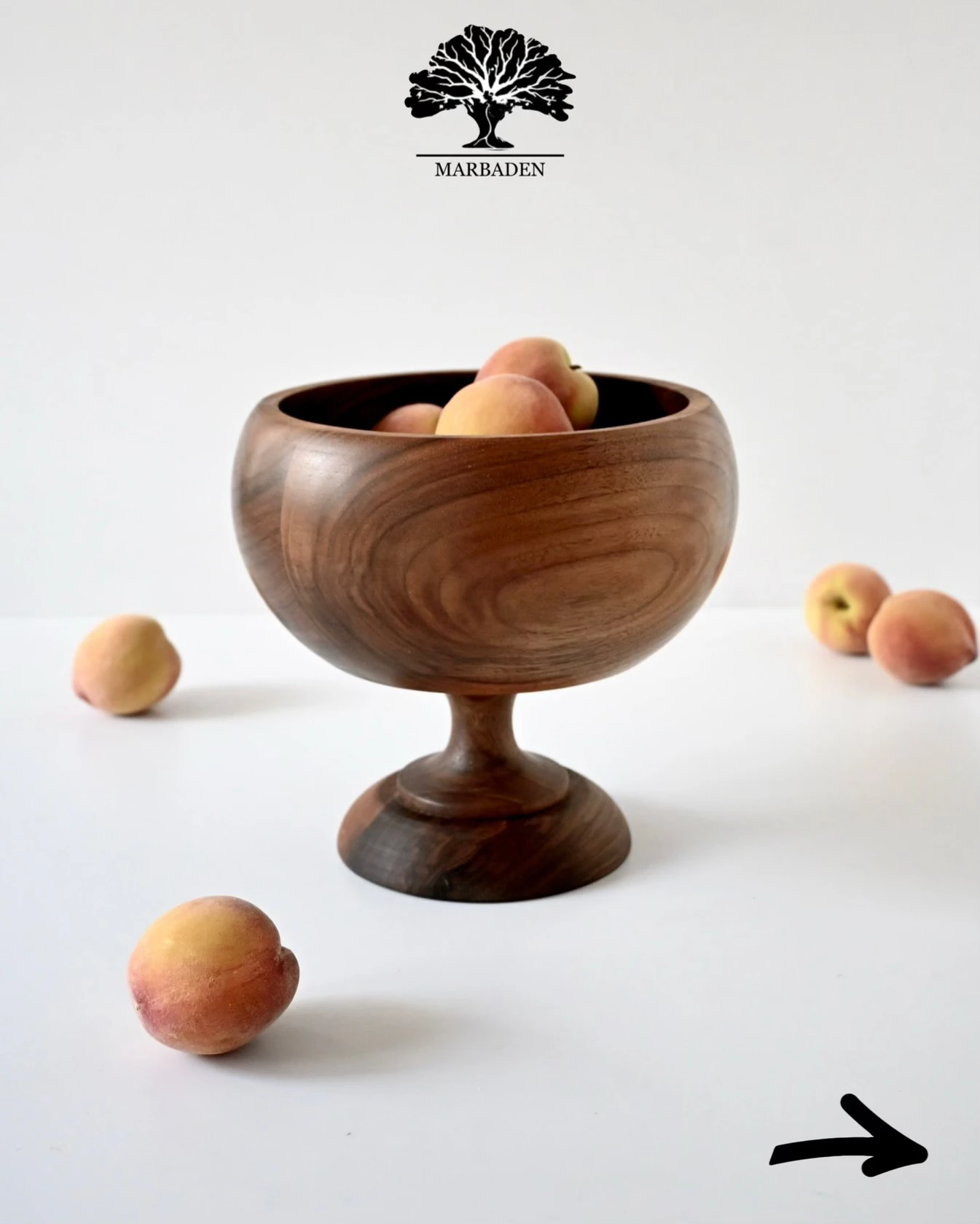 آجیل قدح خمره ای قطر 20cm پایه دار ماربادن (چوب گردو) Montero-P7