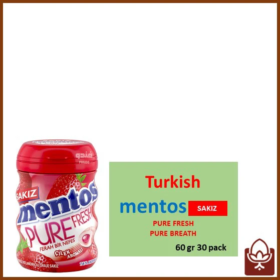 آدامس منتوس ترک طعم توت فرنگی 60 گرمی | Mentos Pure Fresh