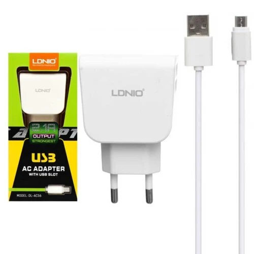 آداپتور ال دی نیو با کابل میکرو AC-56 LDNIO adapter with AC-56 micro cable