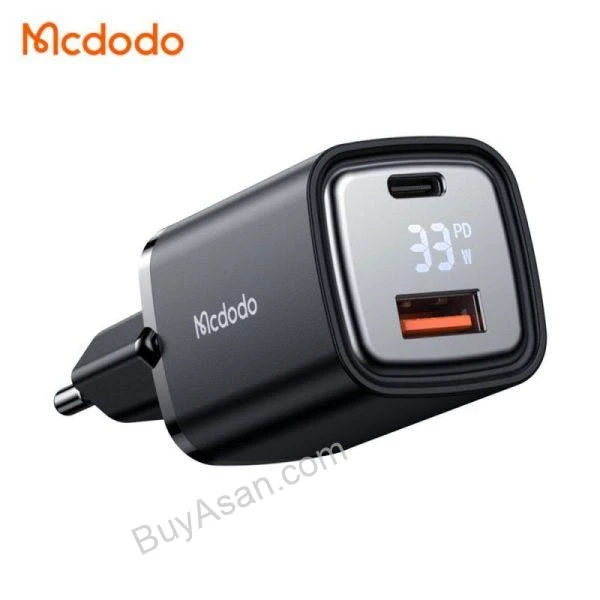 آداپتور شارژ دو پورت 33 وات مک‌دودو مدل CH-1701 با نمایشگر دیجیتال