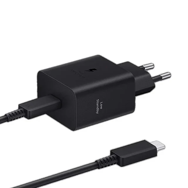 آداپتور شارژر سامسونگ 45 وات مدل EP-T4511 Low Standby سه پین اورجینال به همراه کابل USB Type-C به طول 180 سانتی‌متر و گارانتی مادام العمر