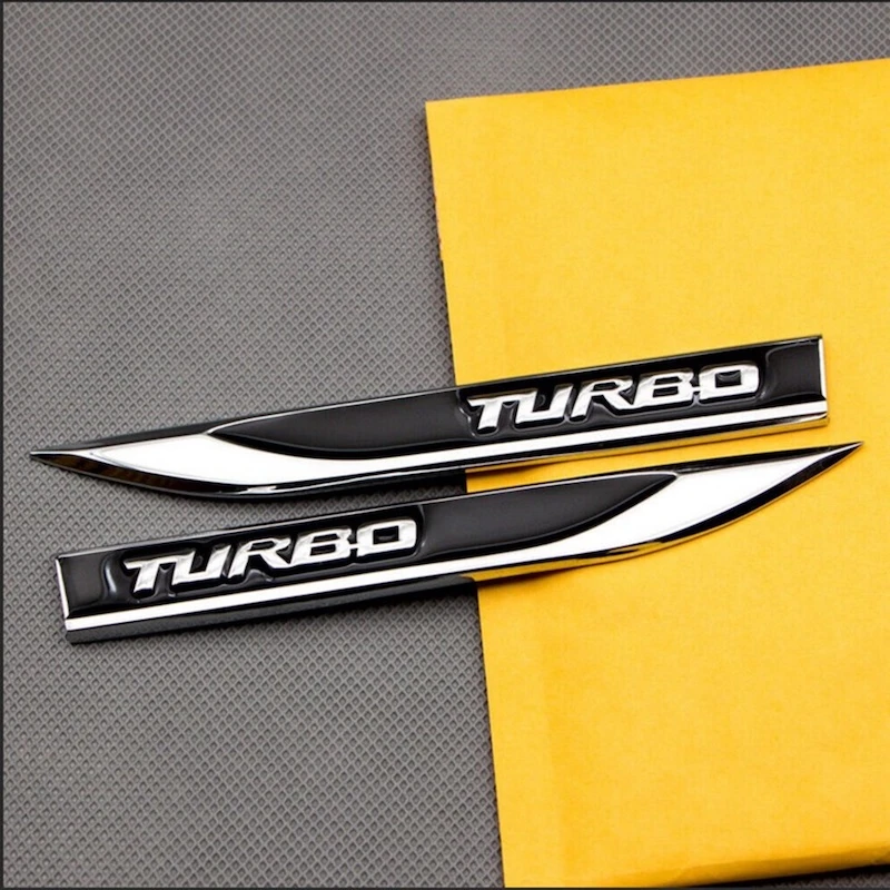 آرم فلزی روی گلگیر TURBO استیل مشکی