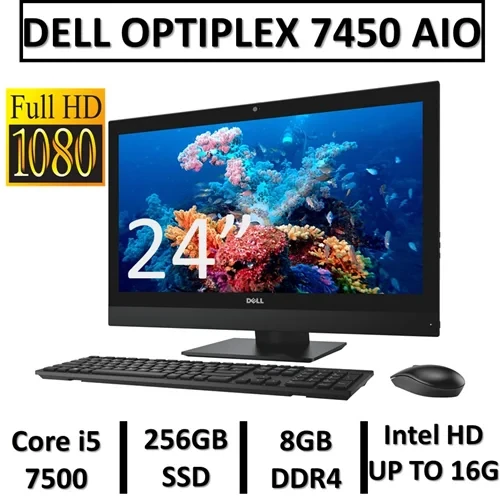 آل این وان استوک دل 24 اینچ USED ALLINONE DELL OptiPlex 7450 AIO/CPU Core i5 7500/RAM 8/ 256G SSD