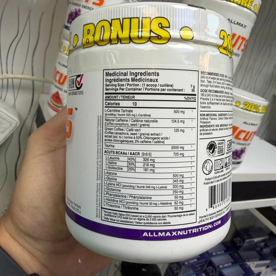 آمینو انرژی و چربی‌سوز ACUTS آلمکس (ALLMAX ACUTS) – 252 گرم – نسخه ویژه (20٪ بونوس)