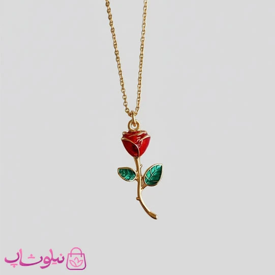 آویز ساعت زنانه ysx طرح گل رز قرمز کد 1991