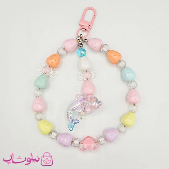 آویز کیف یا آویز موبایل زنانه دستساز برند N&SH مدل بستنی و دلفین رنگارنگ کد 180