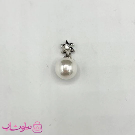 آویز گردنبند زنانه طرح تک مروارید و ستاره نقره ای کد 1791