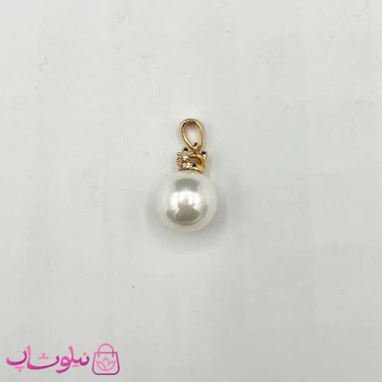 آویز گردنبند زنانه طرح تک مروارید و گل طلایی کد 1391