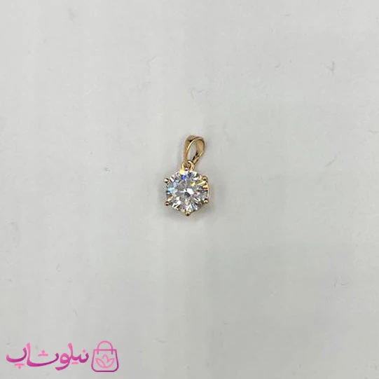 آویز گردنبند زنانه ژوپینگ طرح تک نگین سفید قطر 9 میل کد 1291