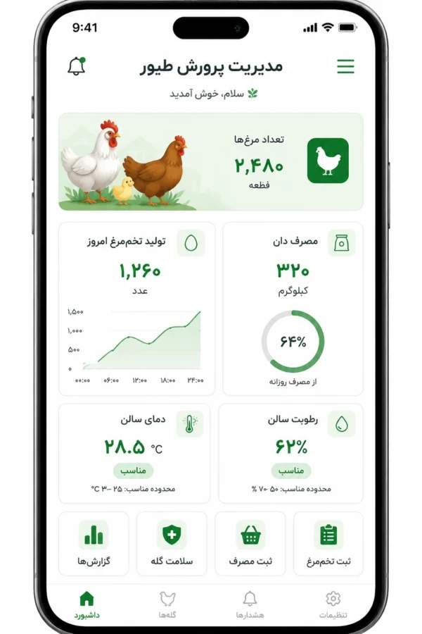 آپ موبایل مدیریت پرورش طیور