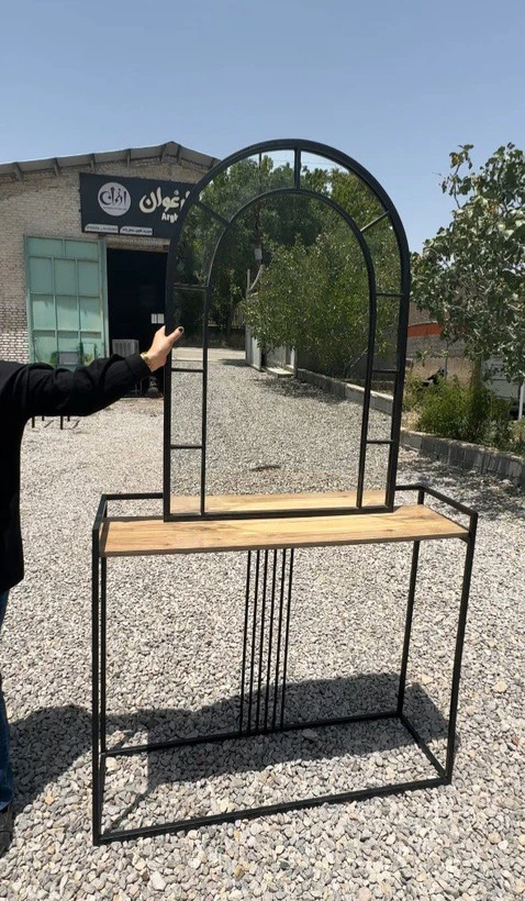 آینه کنسول باهم از جنس فلز با رویه چوب mdf