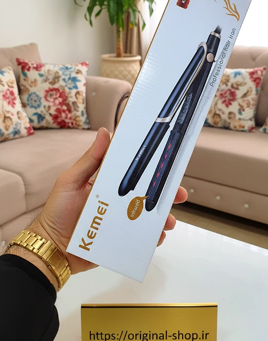 اتو مو مادون قرمز Kemei KM-2219 حرفه‌ای باصفحه سرامیکی وتنظیم دما