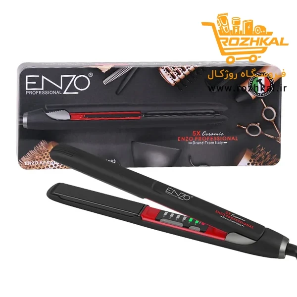 اتو موی حرفه‌ای انزو (ENZO) مدل EN-5183 با صفحات تیتانیوم سرامیک و نمایشگر دیجیتال