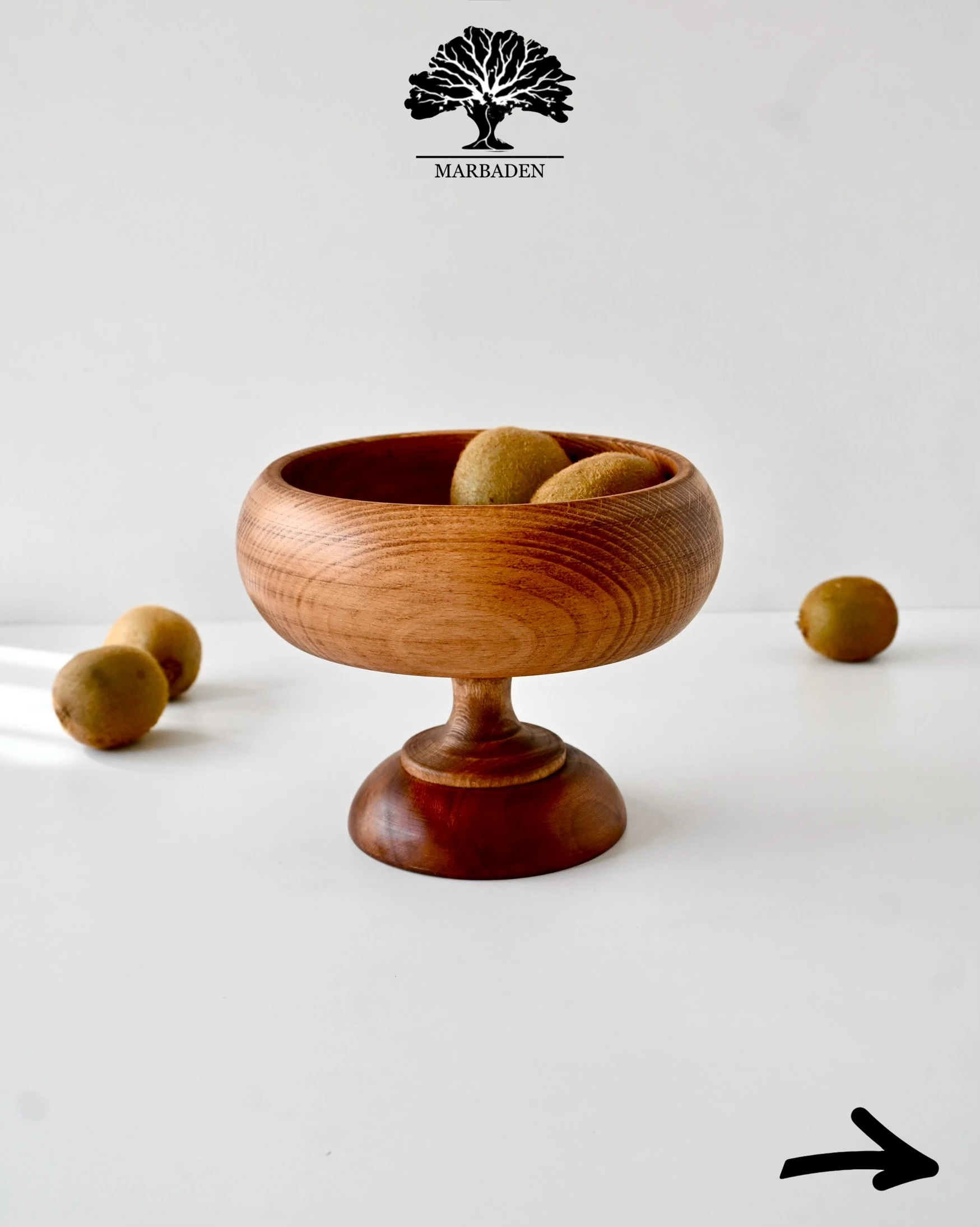 اجیل خوری خمره ای پایه دار قطر 20cm (چوب راش فندقی) Lorient-P7