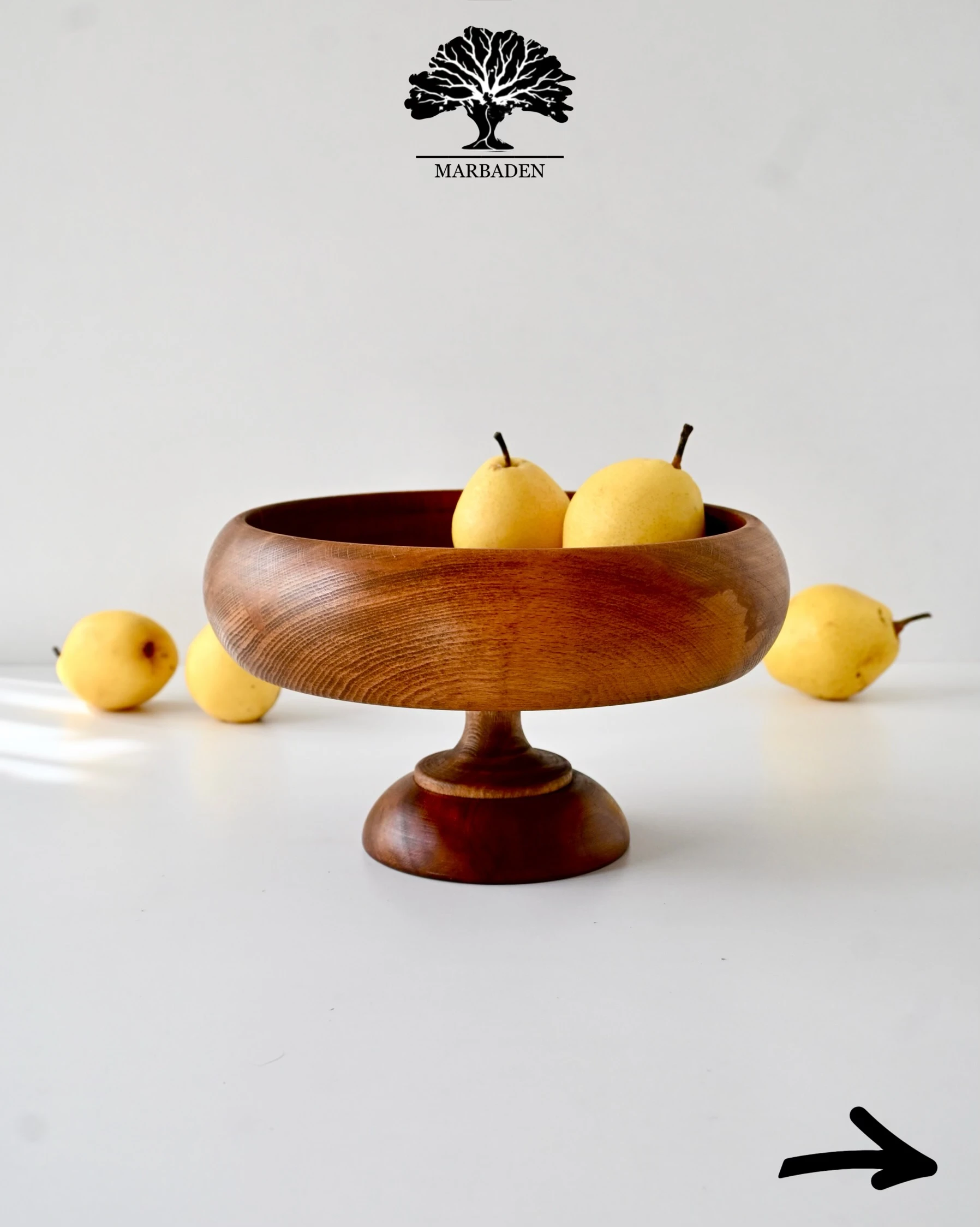 اجیل خوری خمره ای پایه دار قطر 25cm (چوب راش فندقی) Lorient-P10
