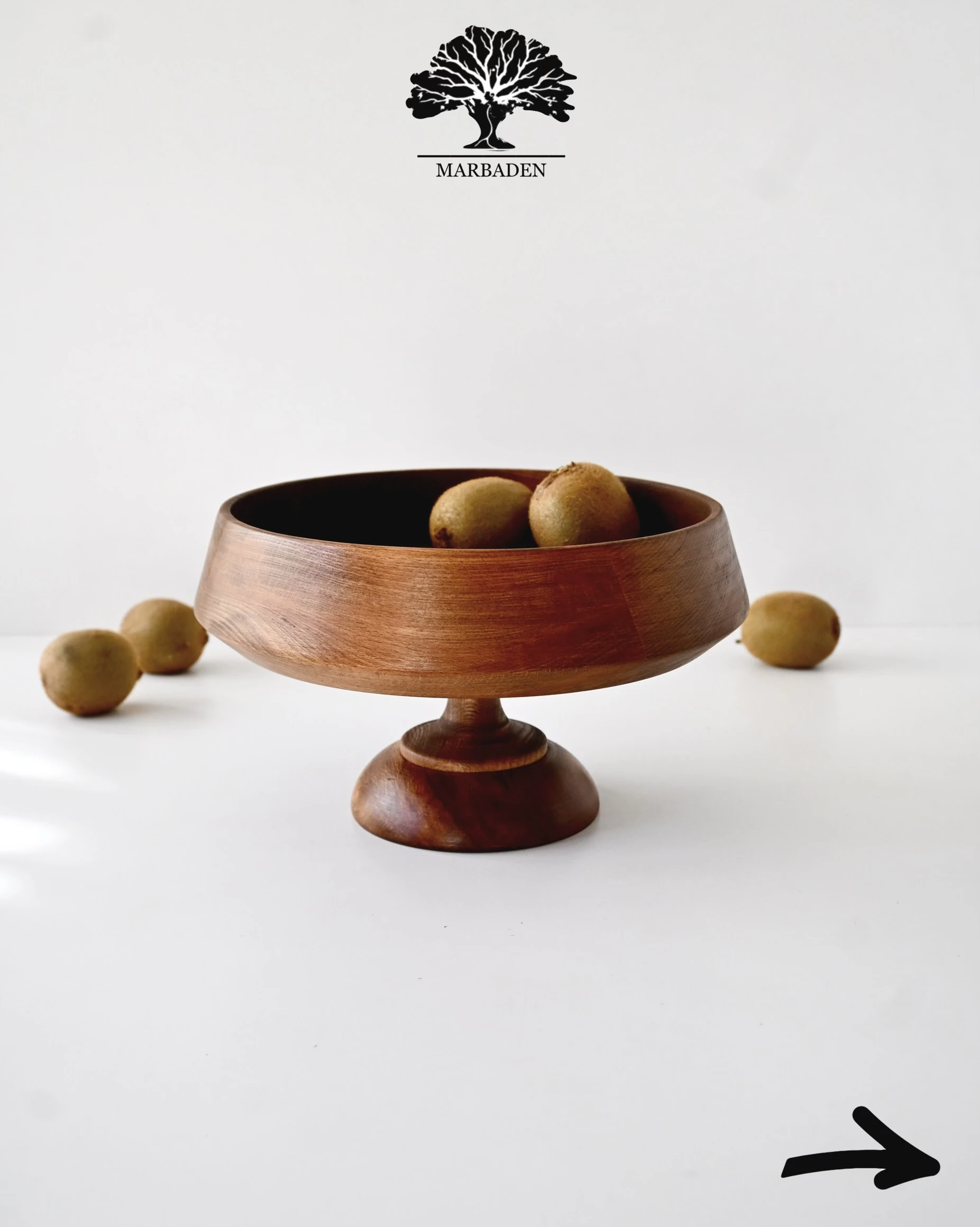 اجیل خوری مدل الماسی پایه دار قطر 25cm (چوب راش فندقی) Opava-P10