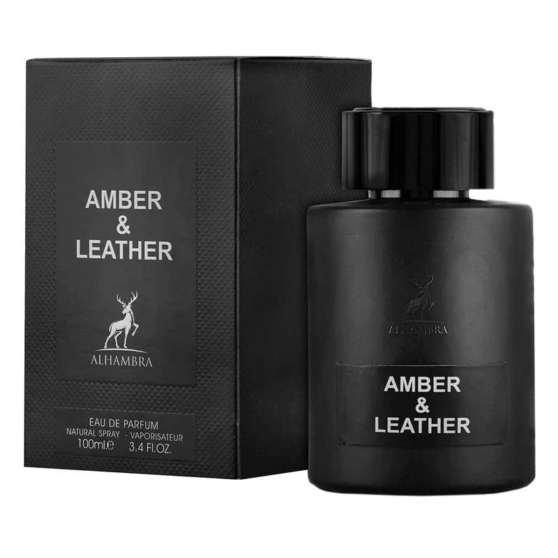 ادو پرفیوم مردانه الحمبرا مدل Amber and Leather با رایحه گرم و تلخ حجم 100 میلی لیتر مشابه امبرلدر تامفورد