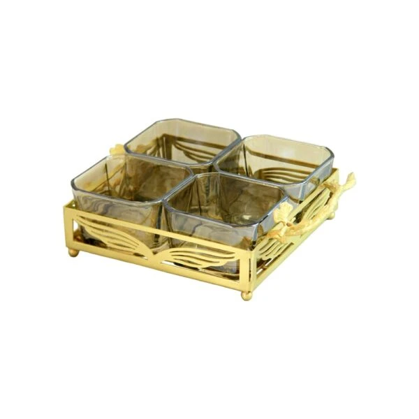 اردو خوری برنجی مدل چهار خانه کد B-7044