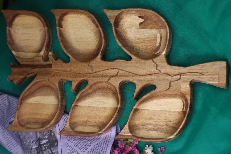 اردو خوری چوبی 6شاخه طرح برگ دسته دار ( پیوند) M010