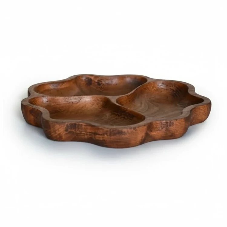اردو خوری چوبی طرح گل سه خانه _ راش وارداتی _بلوط کد 4562