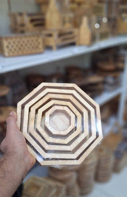 اردو خوری ۵ تیکه چند ضلعی چوبی قابل شستشو
