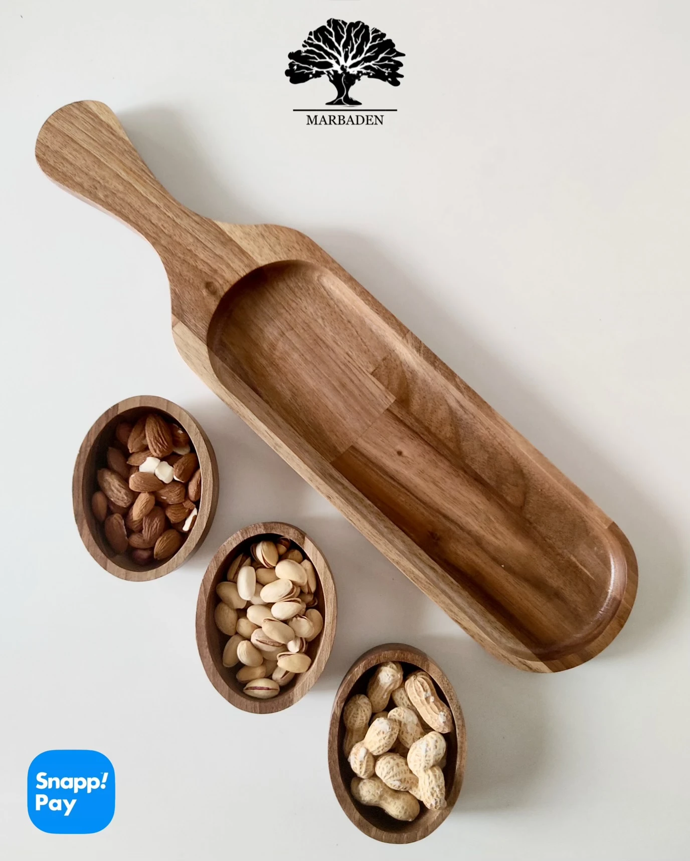 اردو چوبی تخته راکتی با سه پیاله بیضی (چوب گردو) Amel
