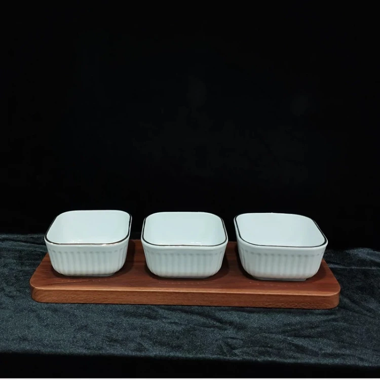 اردوخوری 3 خانه مربع لارن خط طلا لیمون چینی