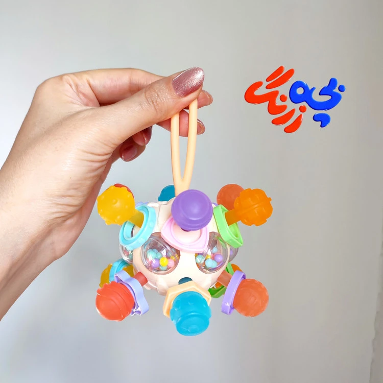 اسباب بازی دندانگیر حسی دستورزی سیلیکونی جغجغه ای طرح فضایی