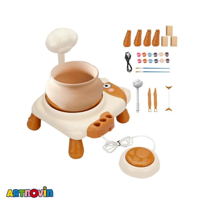 اسباب بازی سفالگری با پدال شارژی طرح گربه آیتم 1003D