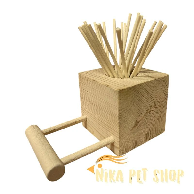 اسباب بازی چوبی طوطی مدل مکعب با ۲۵ خلال چوبی