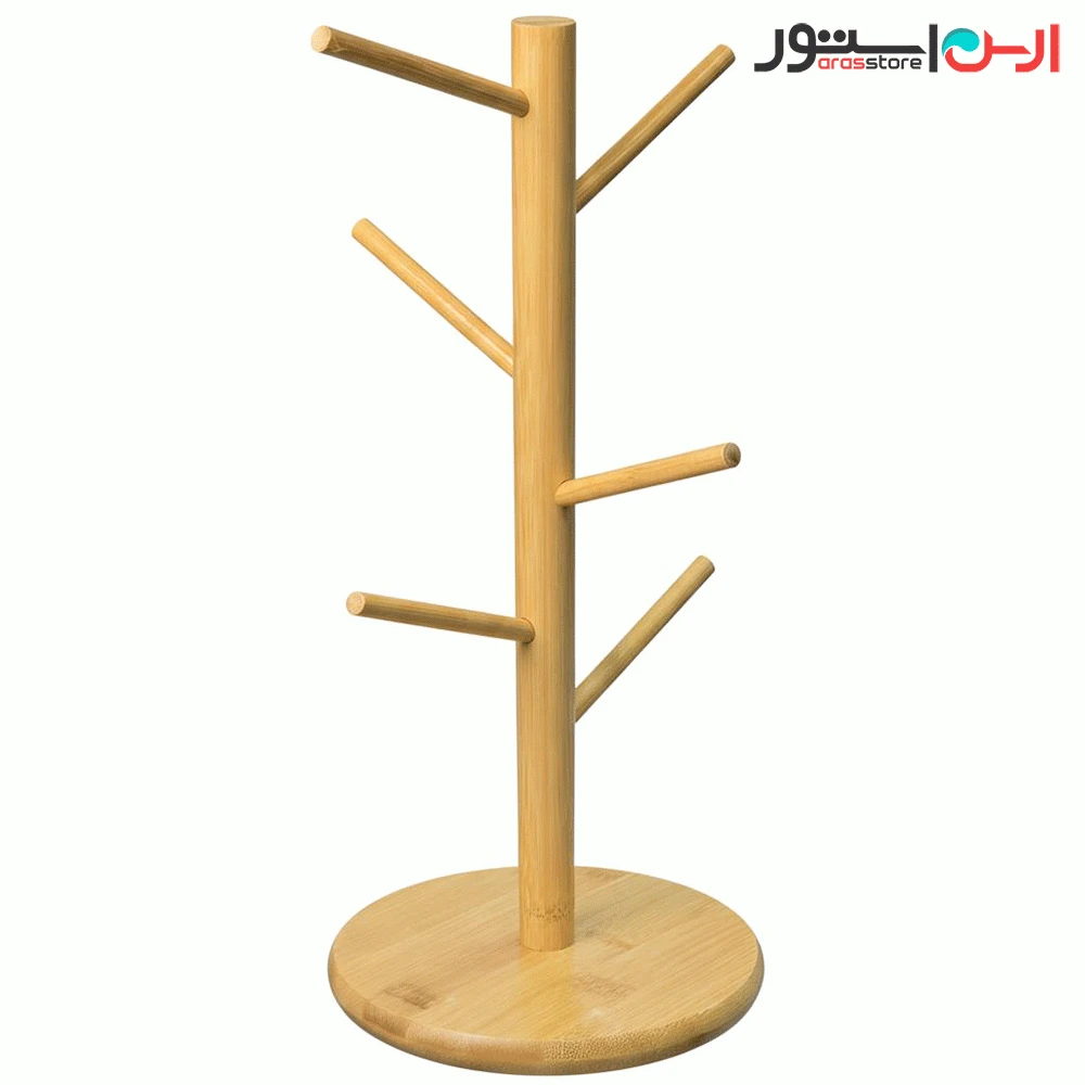 استند فنجان و ماگ ۶ شاخه بامبو کف گرد