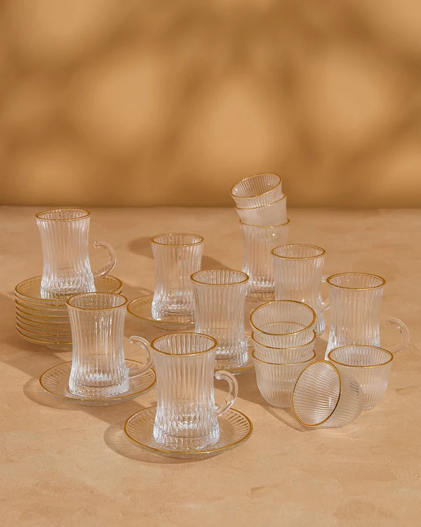 استکان نعلبکی لب طلا Ankara محصول Deli Glass