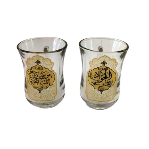 استکان کمرباریک دسته دار بزرگ یا جواد الائمه ع و یا کاظم ع-6تایی کد 103480