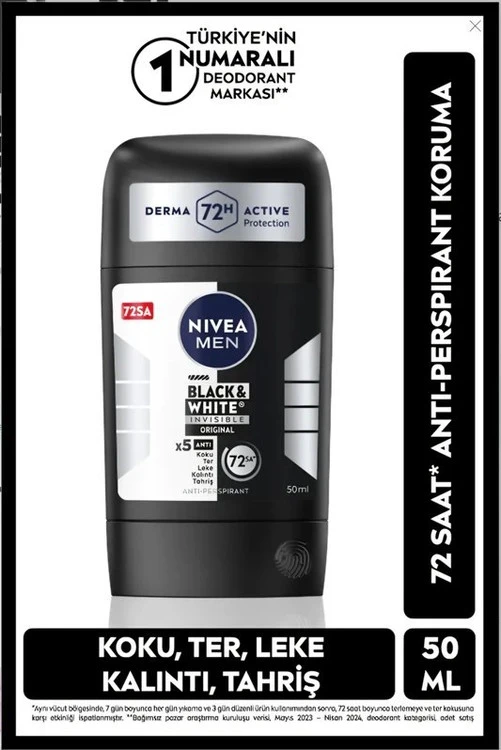 استیک ضد تعریق 72 ساعته مردانه نیوآ مدل Black & White Invisible Orginal حجم 50 میلی لیتر