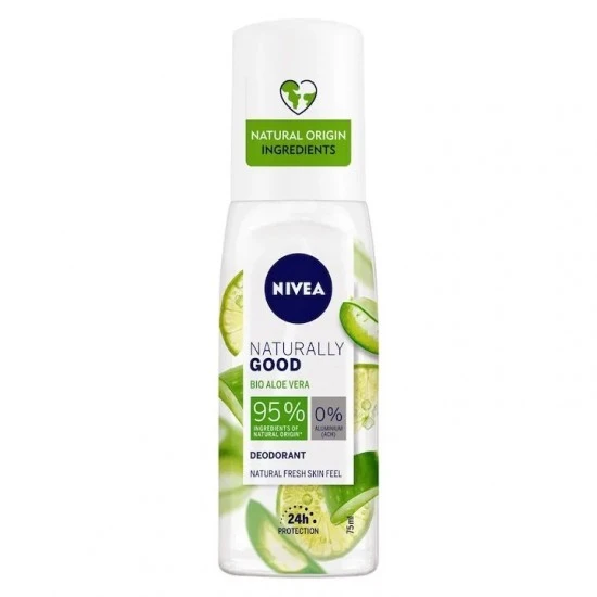 اسپری دئودورانت ادکلنی نیوا NIVEA مدل NATURALLY GOOD حجم 75 میل