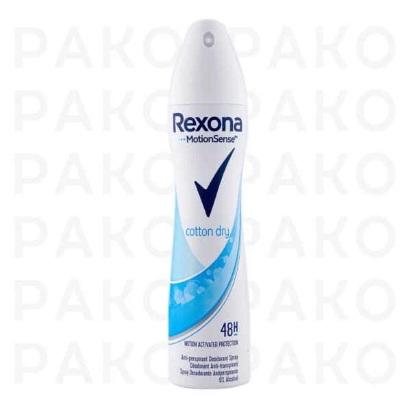 اسپری دئودورانت زنانه مدل Cotton Dry حجم 200 میل رکسونا rexona