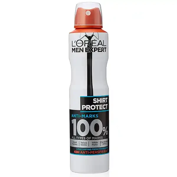 اسپری دئودورانت لورال Loreal مردانه مدل Shirt Protect حجم 250 میل اصل و اورجینال