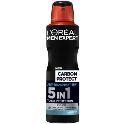 اسپری دئودورانت لورال Loreal مردانه مشکی مدل Carbon Protect حجم 150 میل اصل و اورجینال