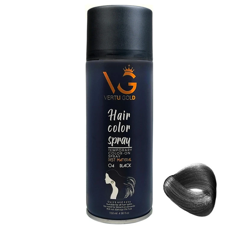 اسپری رنگ مو ورتوگلد مدل 04 Black شماره 04 حجم 150 میلی لیتر رنگ مشکی