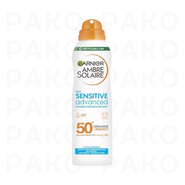 اسپری ضد آفتاب گارنیر SPF50 مدل SENSITIVE ADVANCED حجم 150 میل