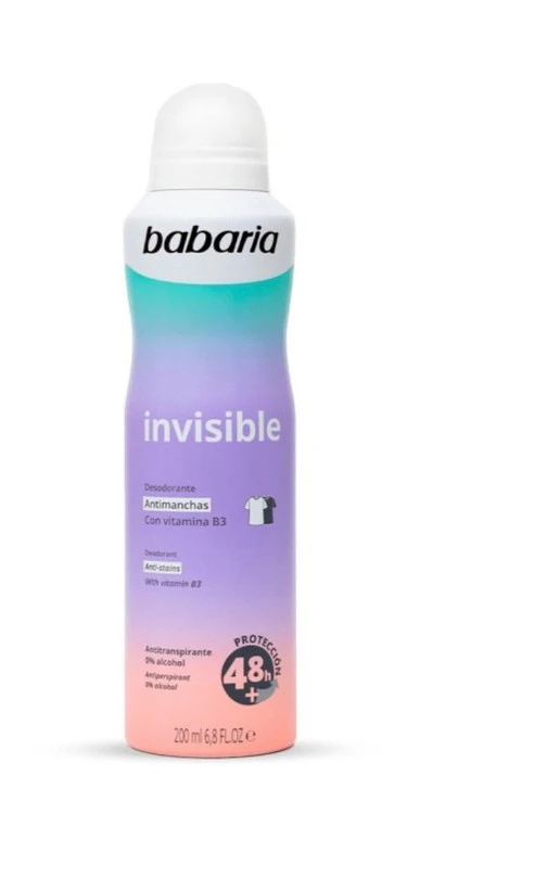 اسپری ضد تعریق باباریا مدل Invisible حجم ۲۰۰ میلی‌لیتر با ماندگاری ۴۸ ساعت