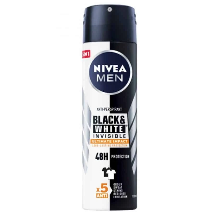 اسپری ضد تعریق نیوا مدل Black White Invisible Ultimate Impact حجم 150 میل اصل و اورجینال