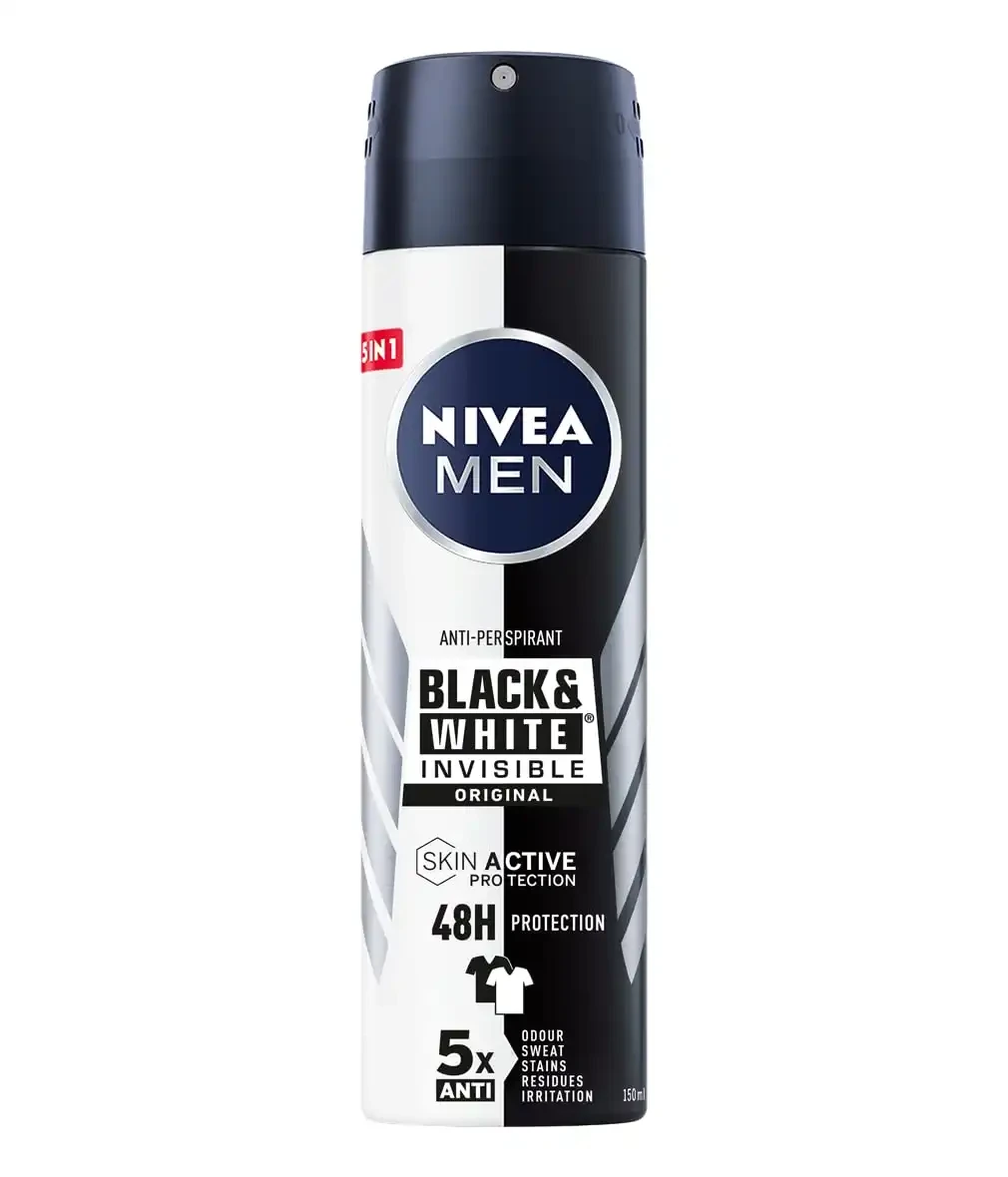 اسپری ضد تعریق نیوا مردانه مدل Black White Invisible Orginal حجم 150 میل اصل و اورجینال