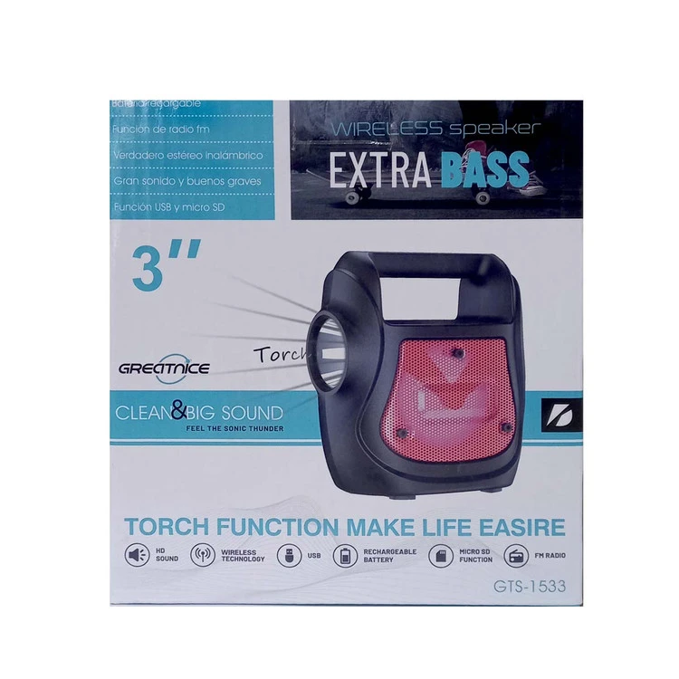 اسپیکر بلوتوثی قابل حمل GTS-1533 مدل 3 اینچ با رادیو FM و USB