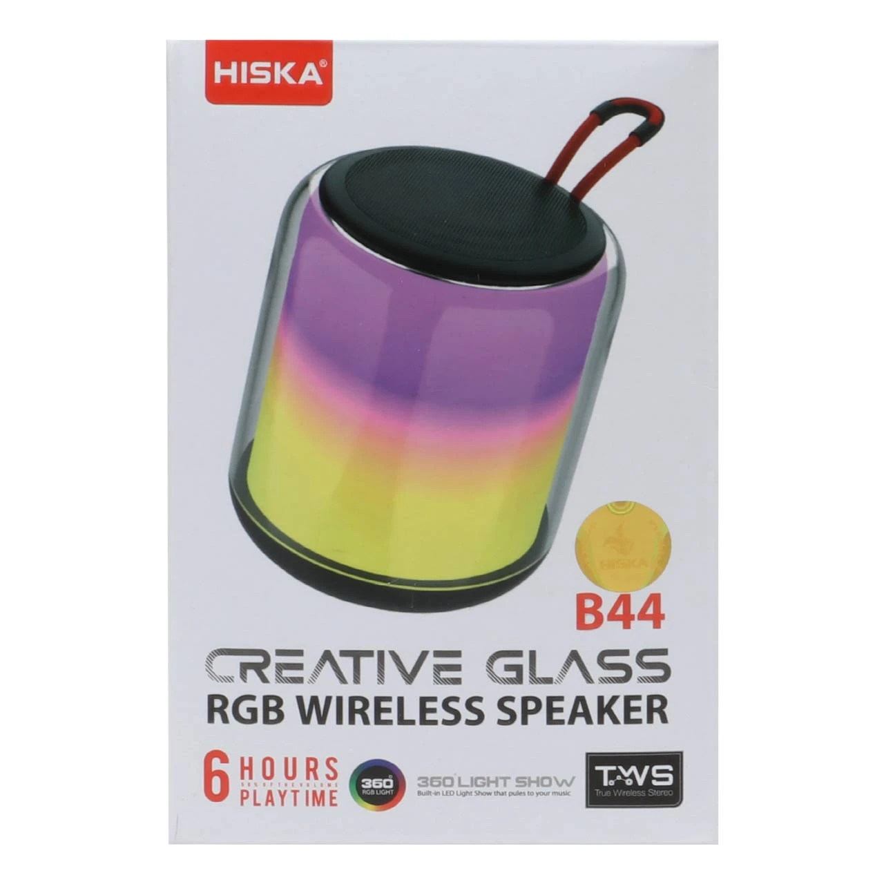 اسپیکر شیشه ای شارژی قابل حمل RGB مدل HISKA B44 آکبند