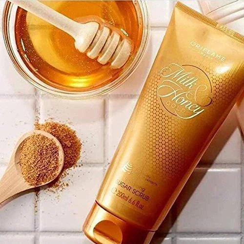 اسکراب بلوری و روشن کننده بدن شیر و عسل