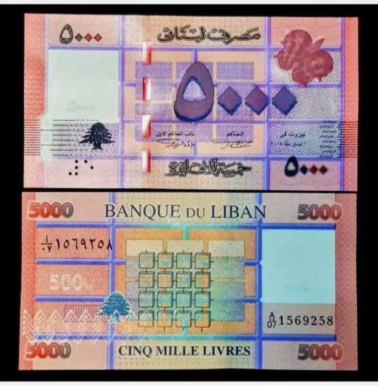 اسکناس جفت سوپر بانکی 5000 لیرلبنان